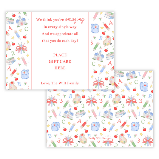 PRINTABLE Teacher Gift Card Holder - Preppy School Days, Amazing