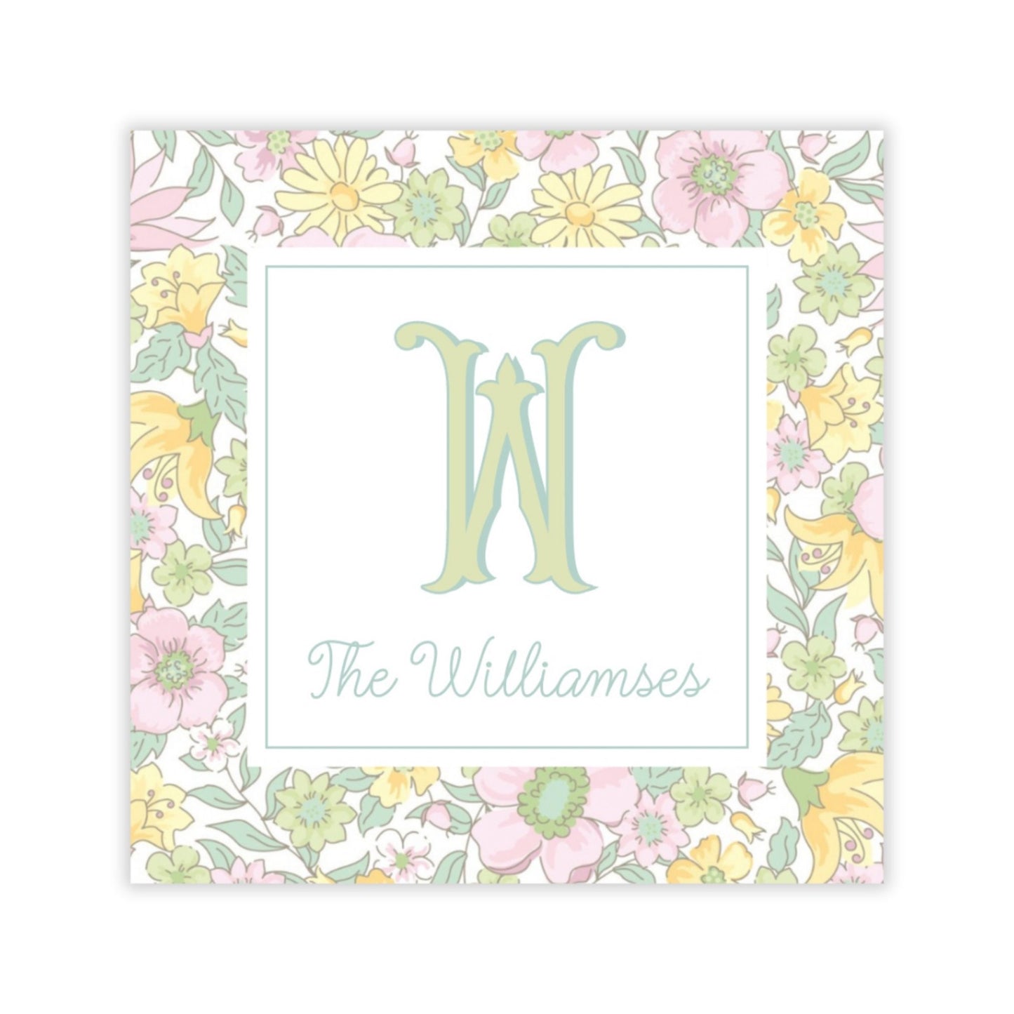 Pastel Ditsy Floral Monogram Gift Tag