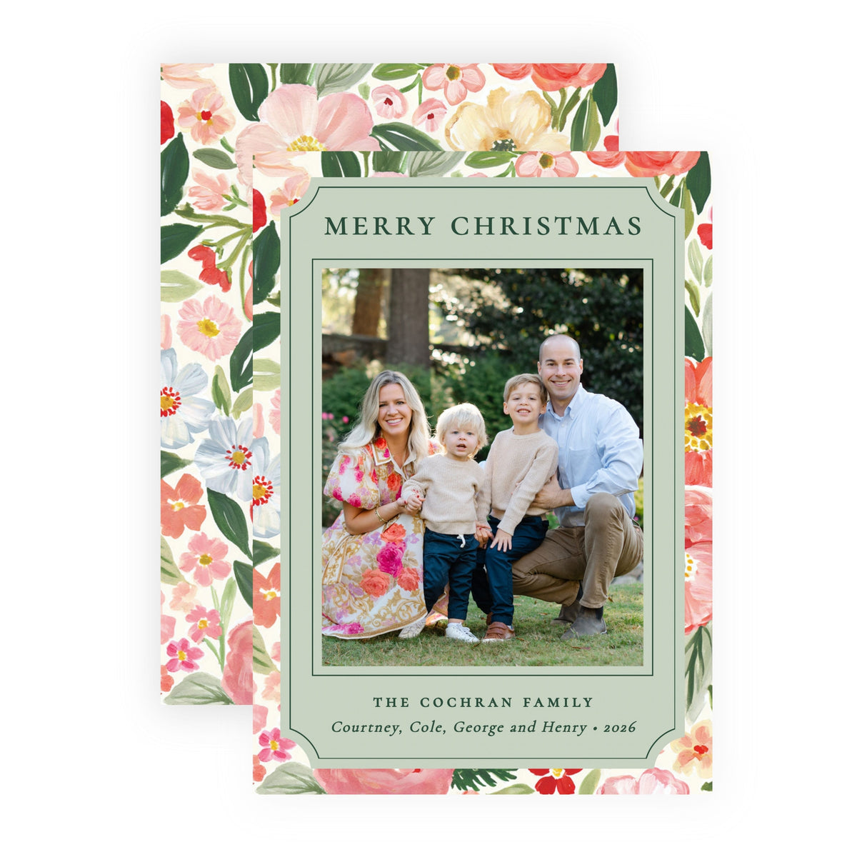 Christmas Photo Card - Merry Blooms 1