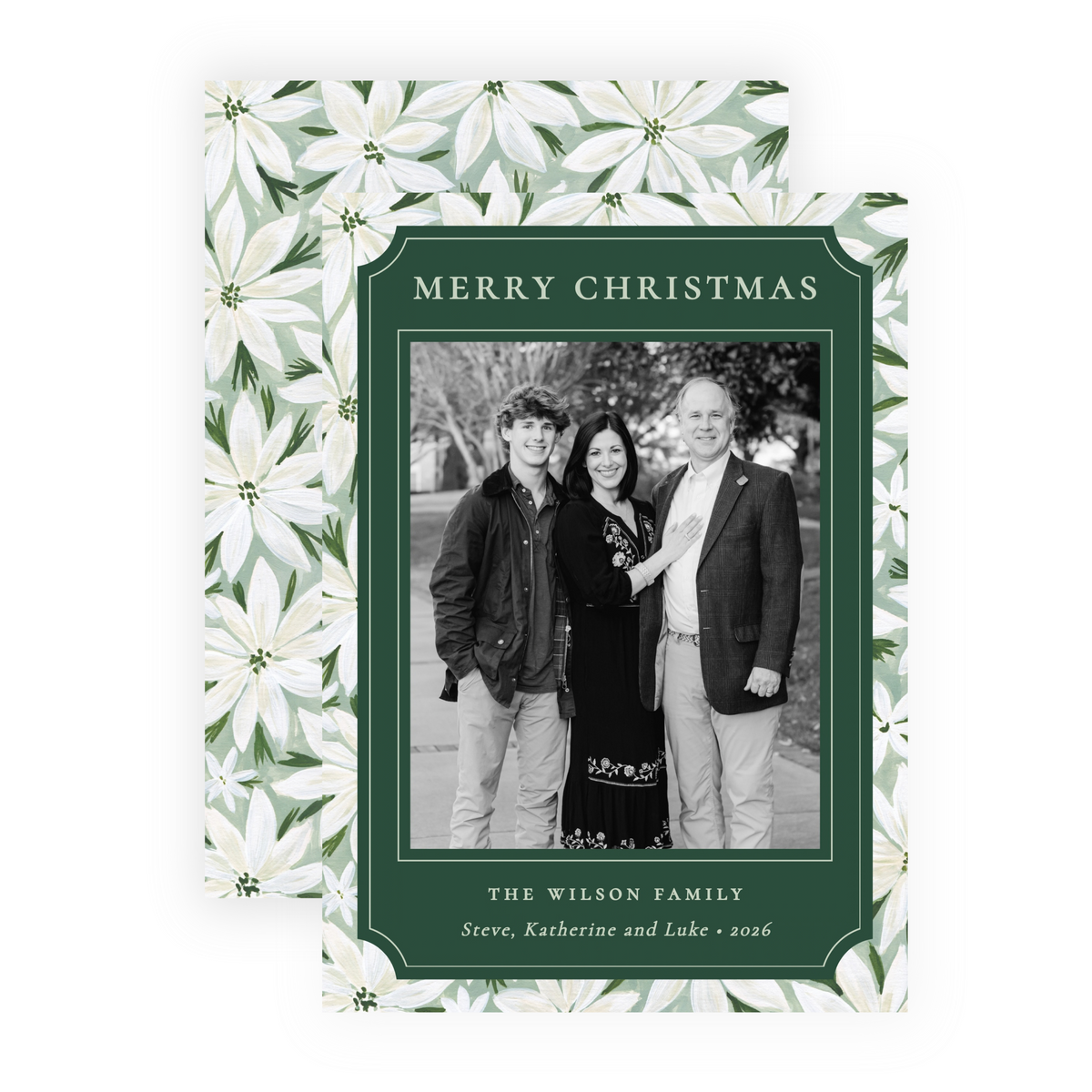 Christmas Photo Card - White Poinsettias 2