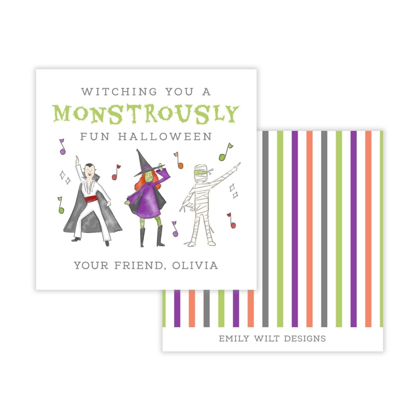 Kids Halloween Tags or Stickers - Monster Bash