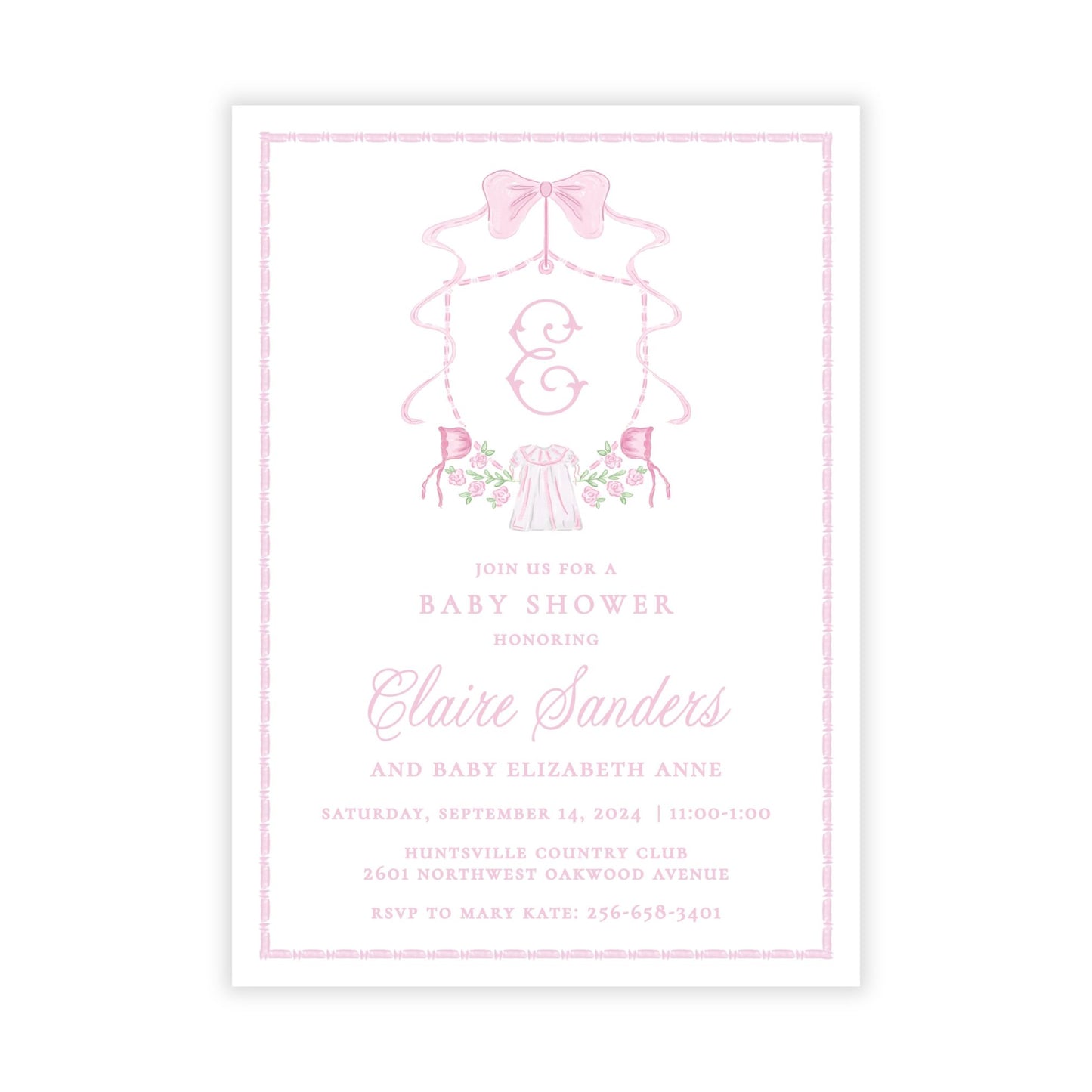 Heirloom Baby Shower Invitations - Pink