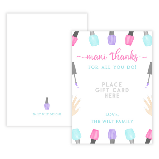 PRINTABLE Teacher Gift Card Holder - Nail Salon