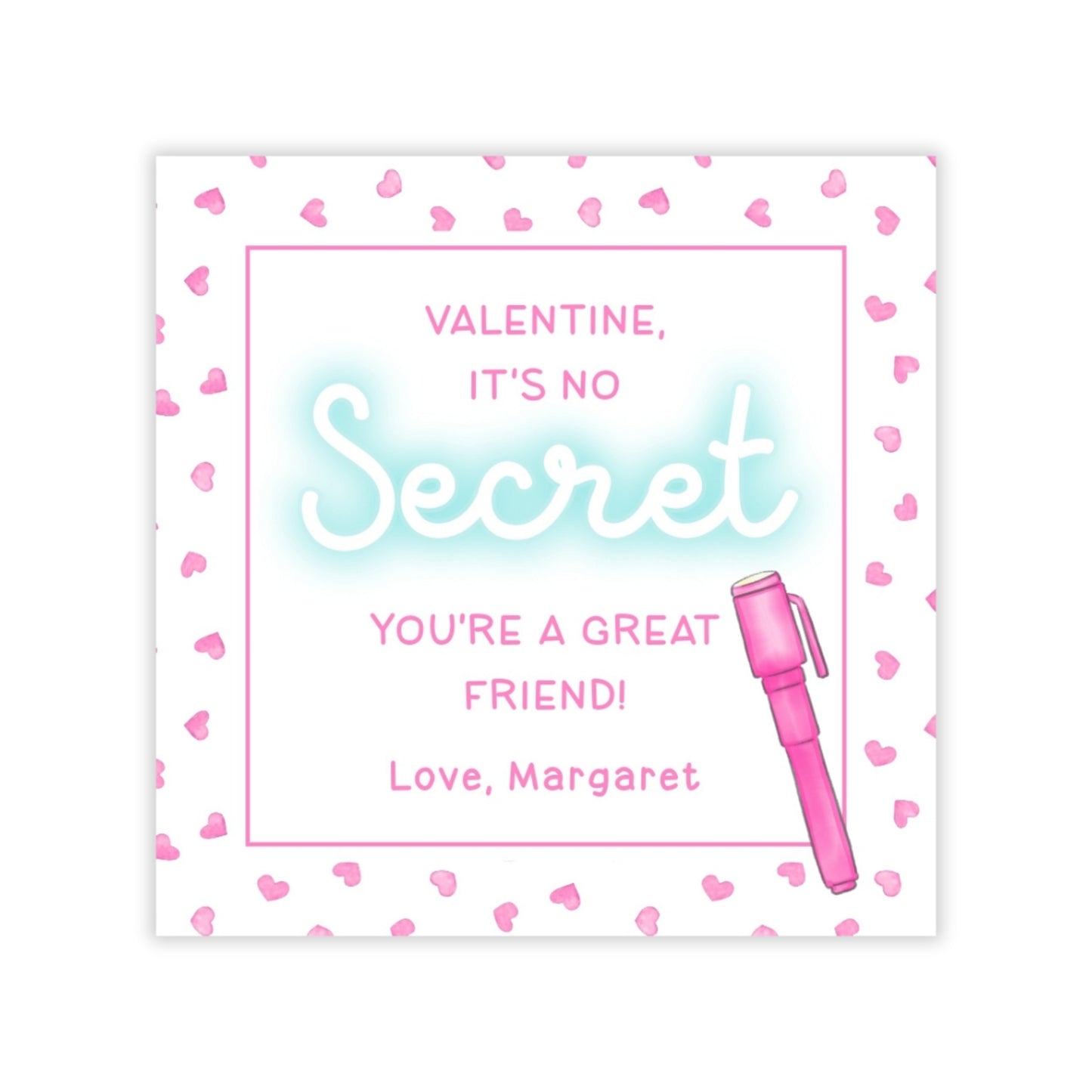 Invisible Ink Valentine (Pink)
