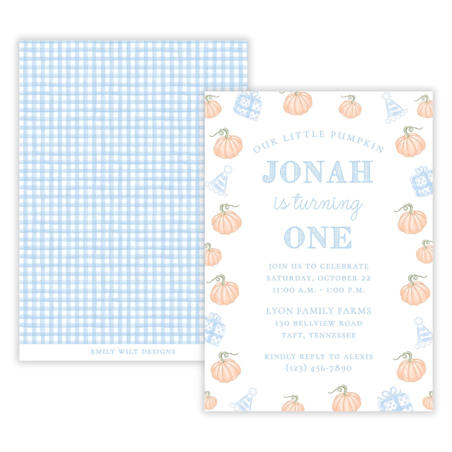 Pumpkin Party Invitations (Blue)