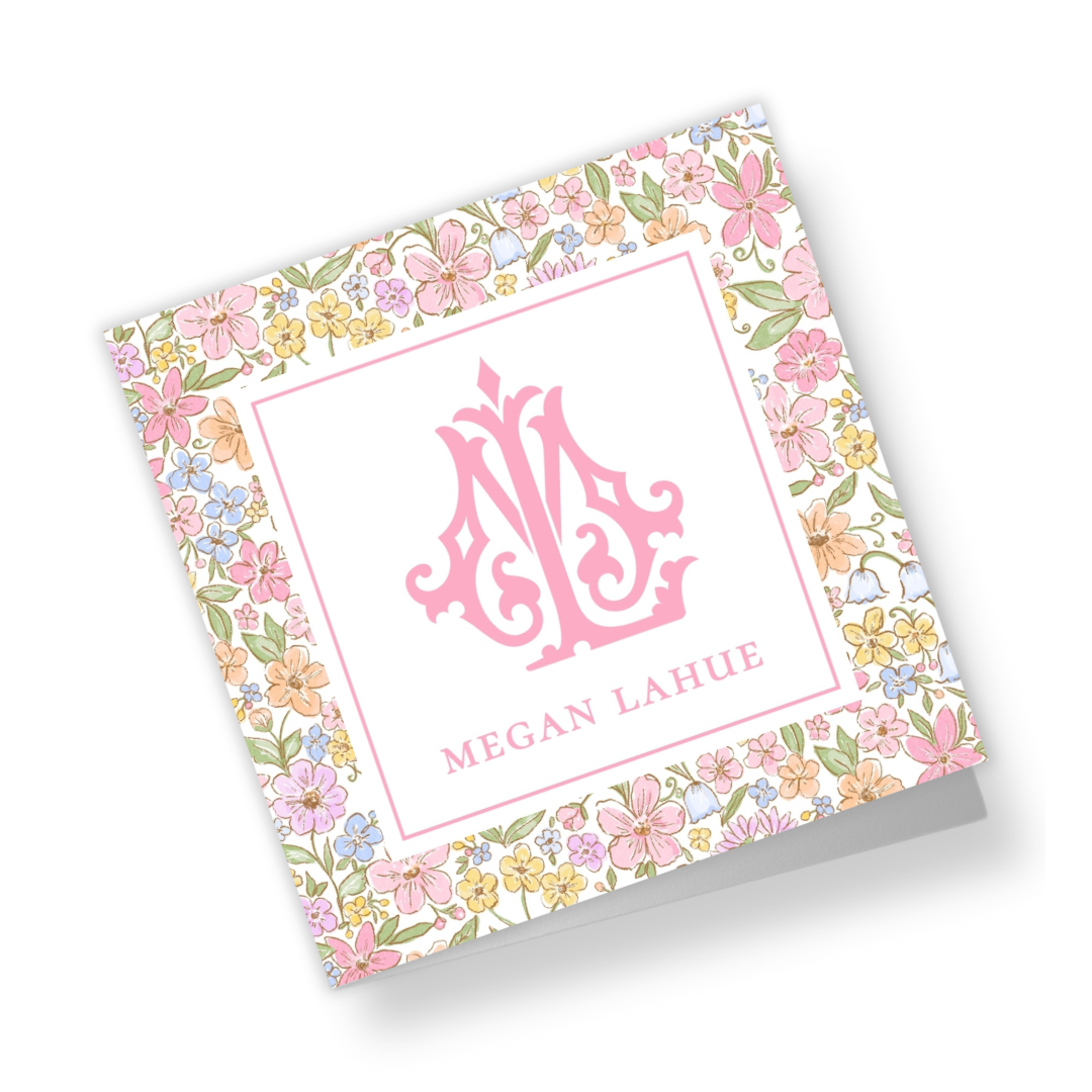 Festive Ditsy Floral Personalized Folded Gift Tags with Envelopes