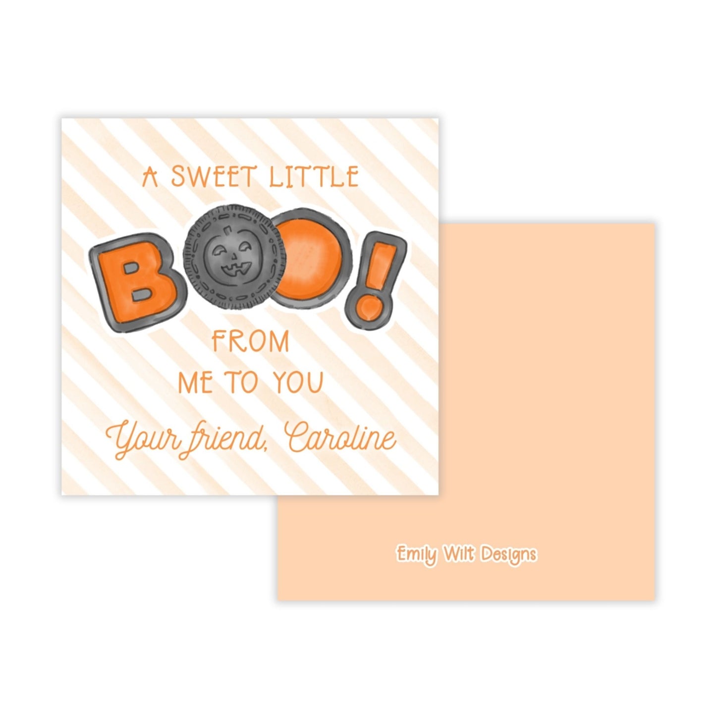 Kids Personalized Halloween Treat Tag - BOO Cookies (Orange)