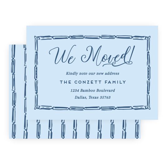 Christmas New Address Enclosure Cards - Bamboo Bow Frame, Winter Sky