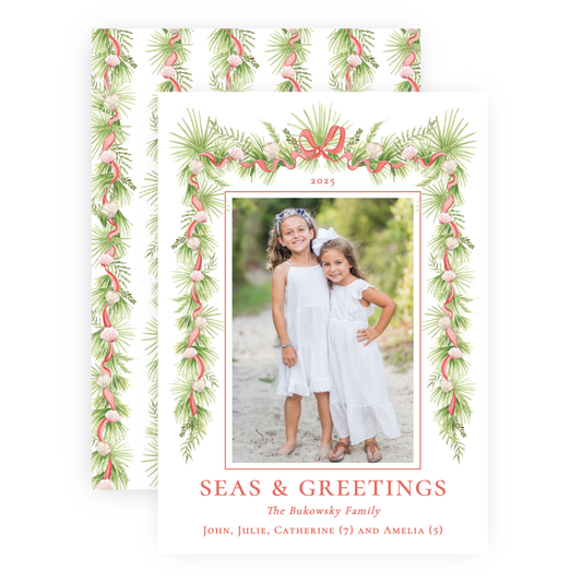 Christmas Photo Card - Holiday in the Sun, Red - Portrait