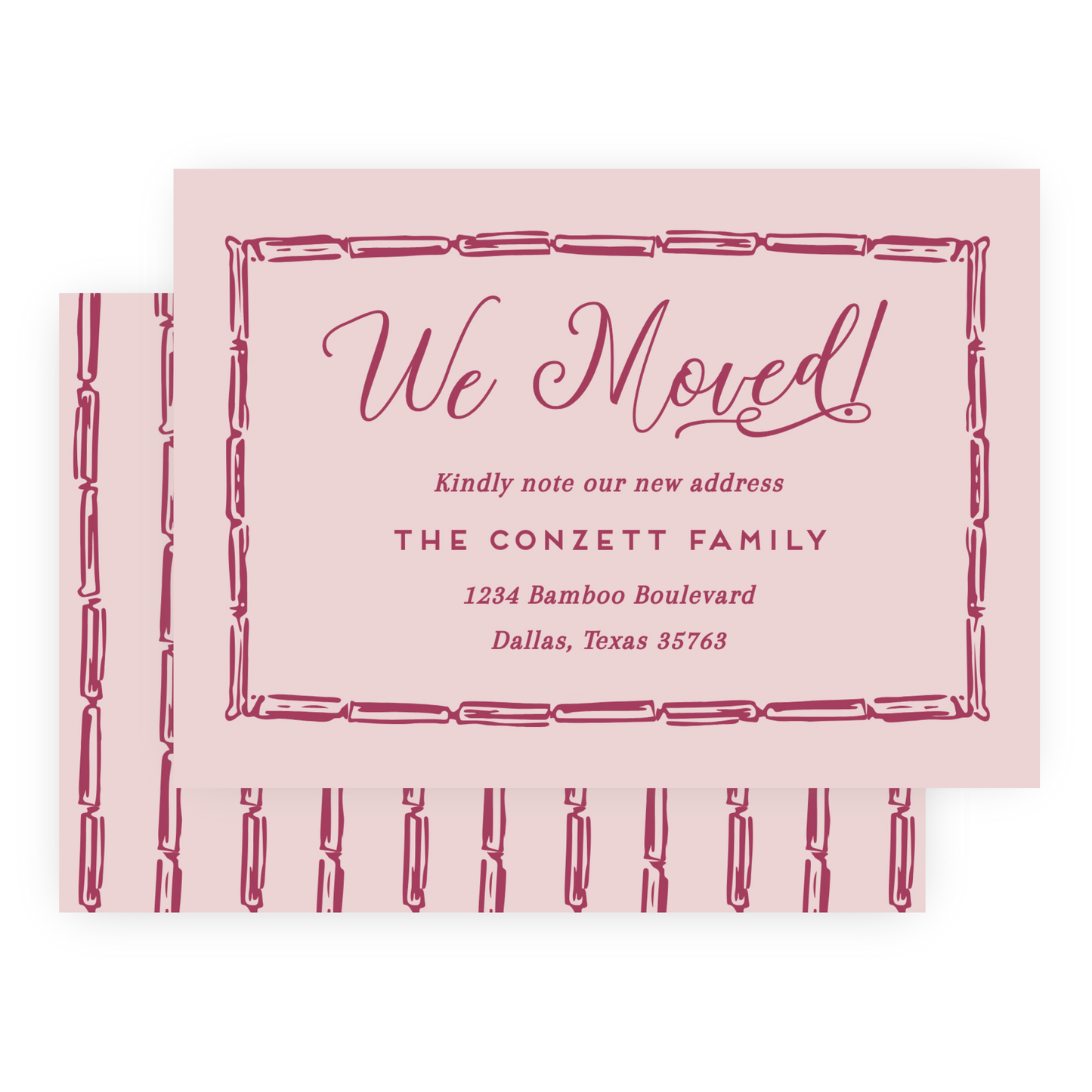 Christmas New Address Enclosure Cards - Bamboo Bow Frame, Cranberry