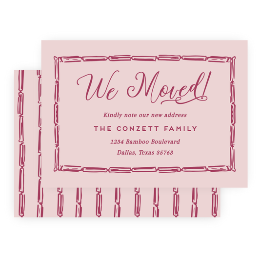 Christmas New Address Enclosure Cards - Bamboo Bow Frame, Cranberry