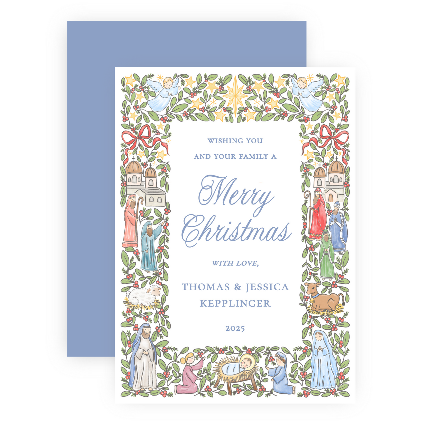 Non Photo Christmas Card - Festive Nativity Frame
