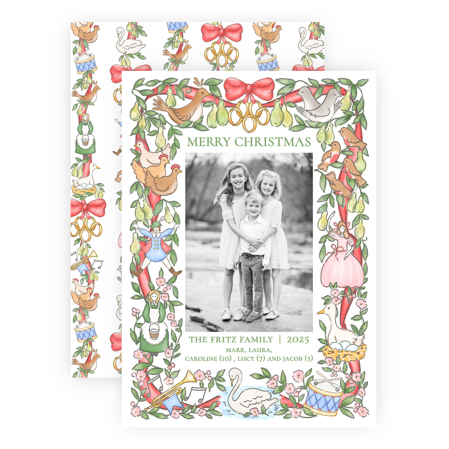 Christmas Photo Card - Twelve Days of Christmas Frame - Portrait