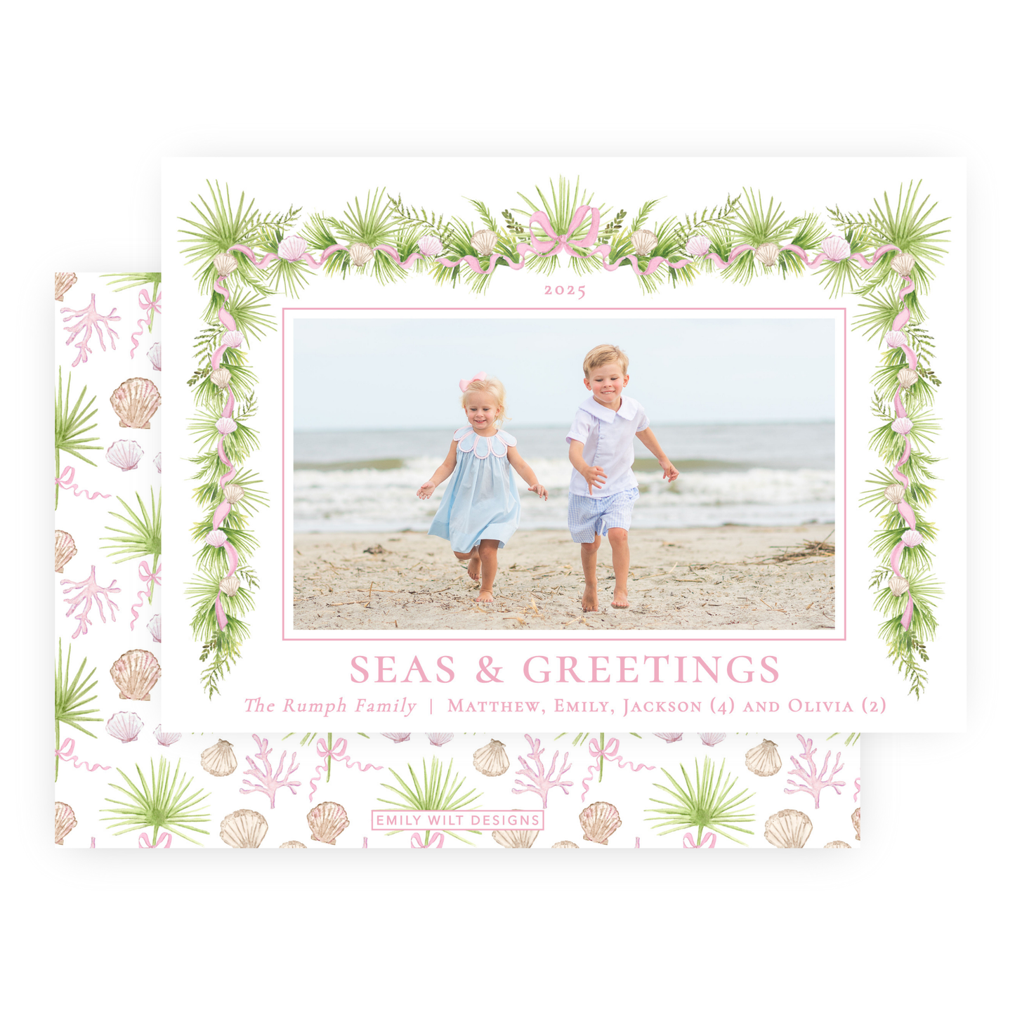 Christmas Photo Card - Holiday in the Sun, Pink - Landscape