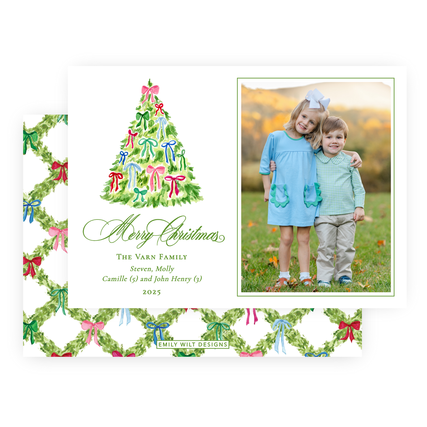 Christmas Photo Card - Decked with Bows - Landscape