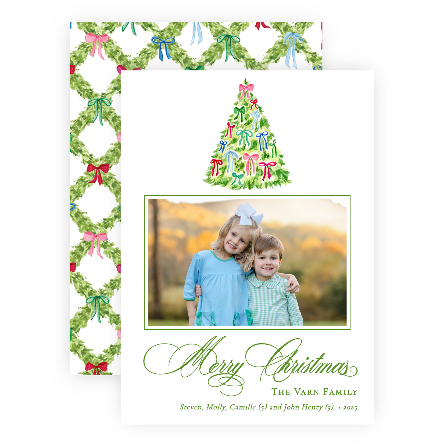 Christmas Photo Card - Decked with Bows - Portrait