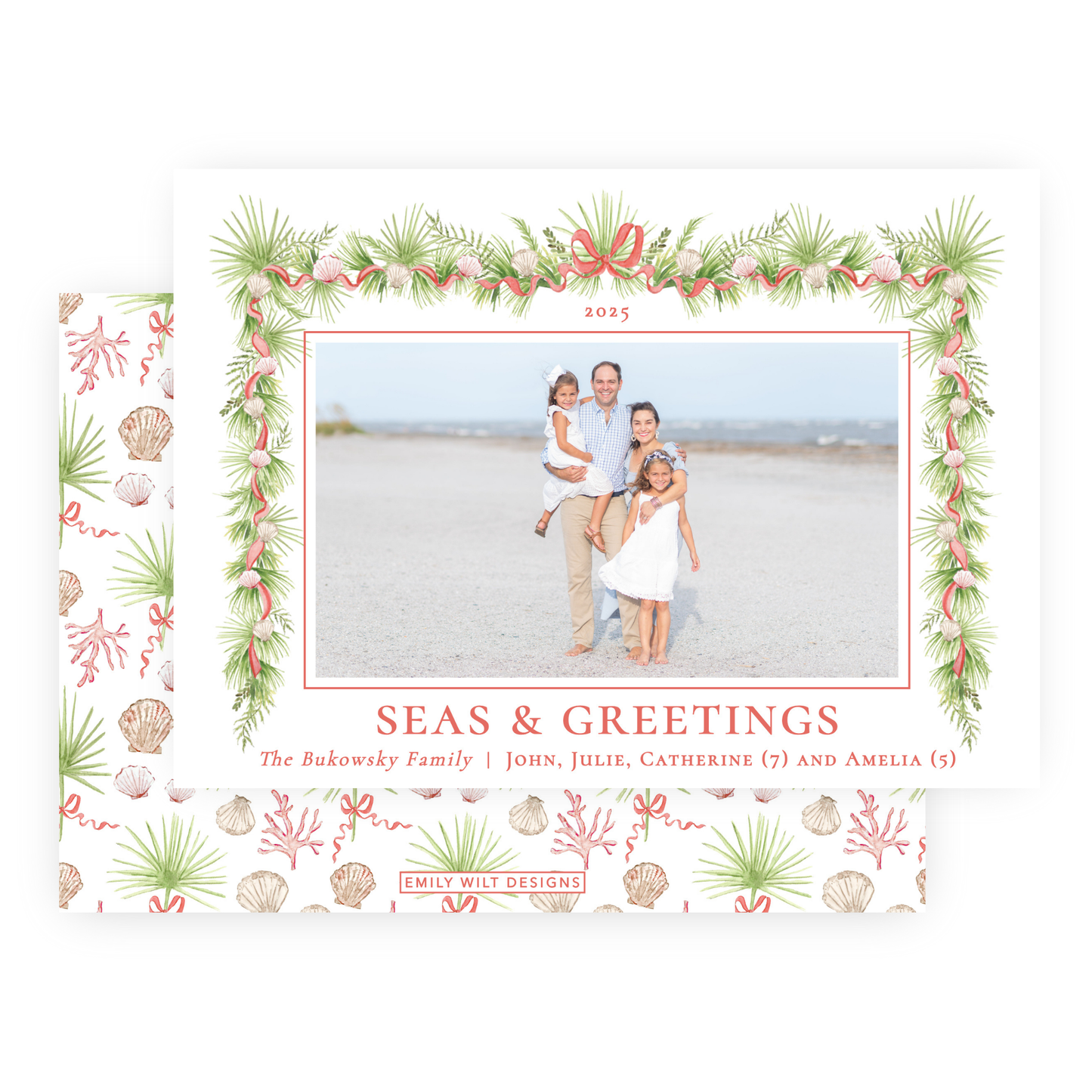 Christmas Photo Card - Holiday in the Sun, Red - Landscape