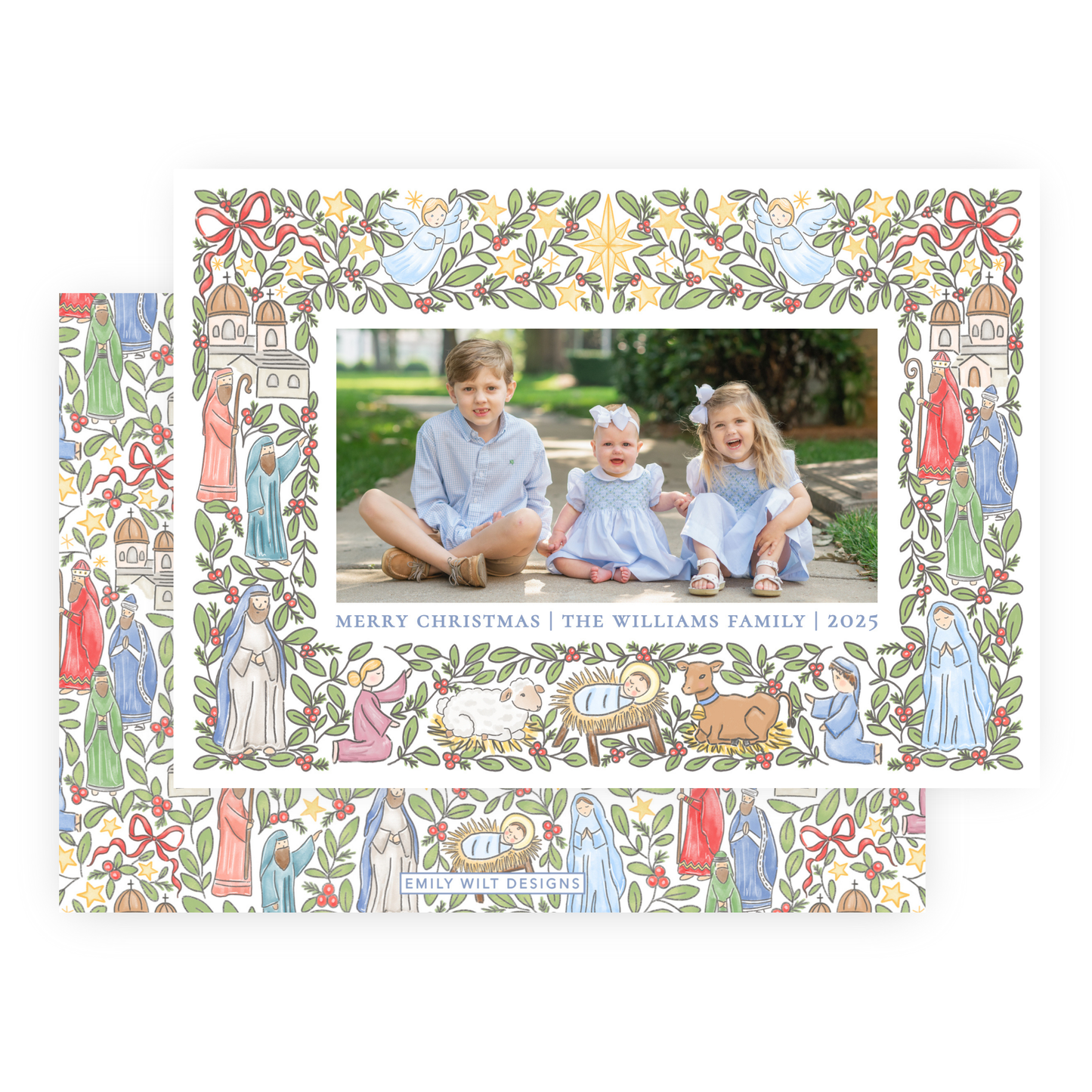 Christmas Photo Card - Festive Nativity Frame - Landscape