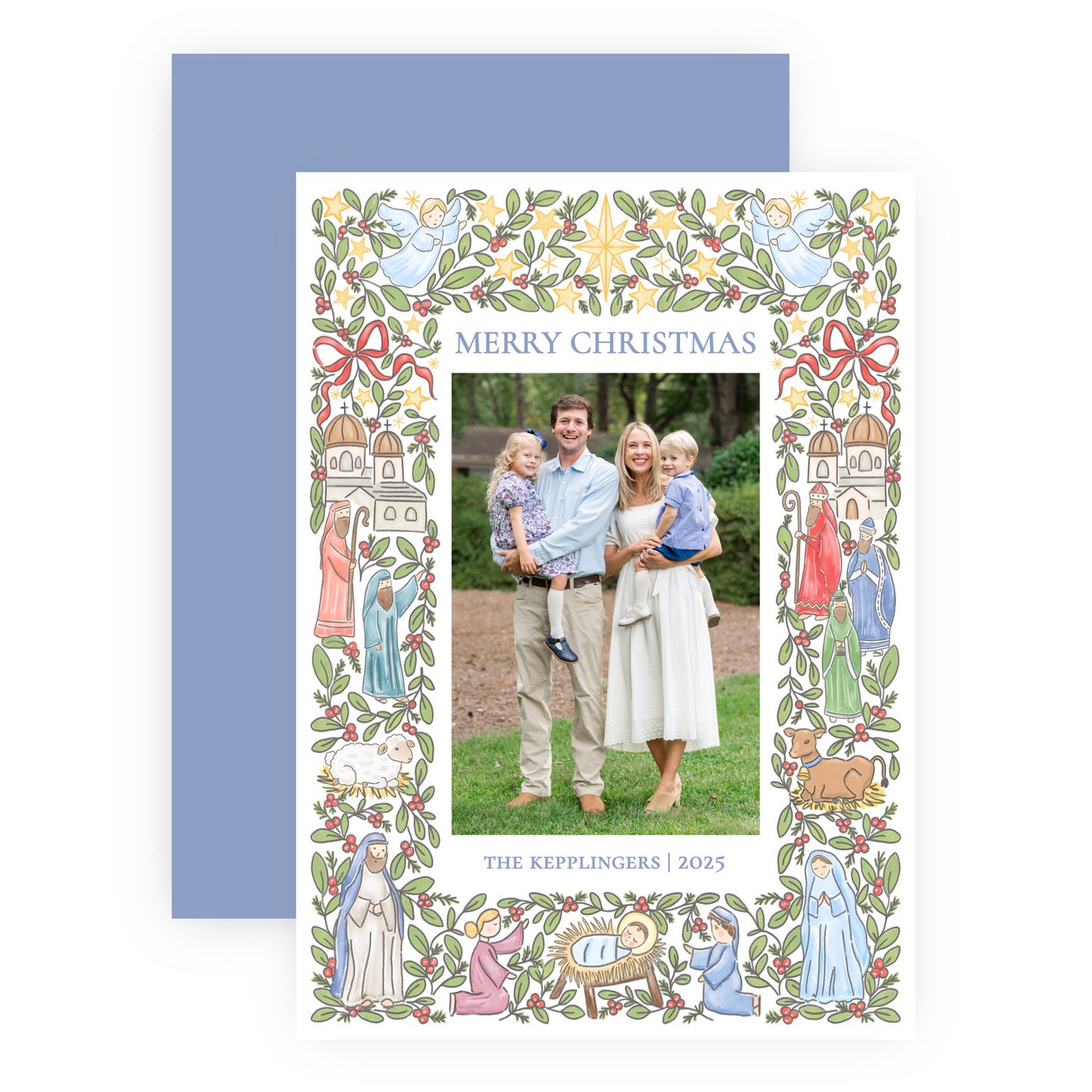 Christmas Photo Card - Festive Nativity Frame - Portrait