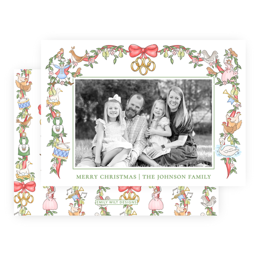 Christmas Photo Card - Twelve Days of Christmas Garland - Landscape