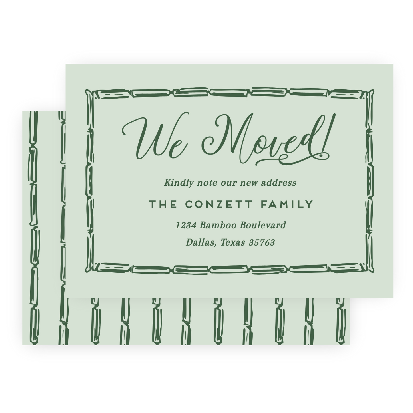 Christmas New Address Enclosure Cards - Bamboo Bow Frame, Evergreen
