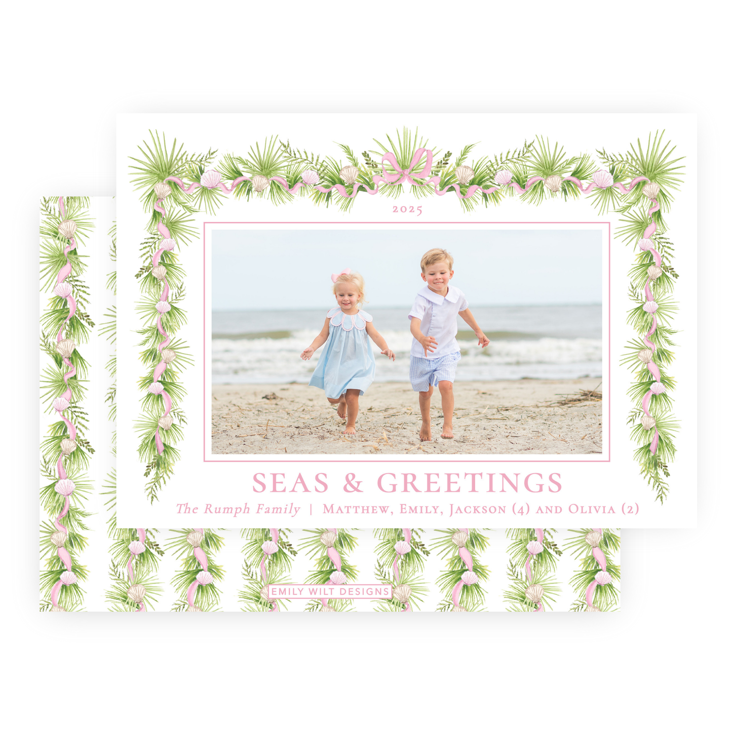Christmas Photo Card - Holiday in the Sun, Pink - Landscape