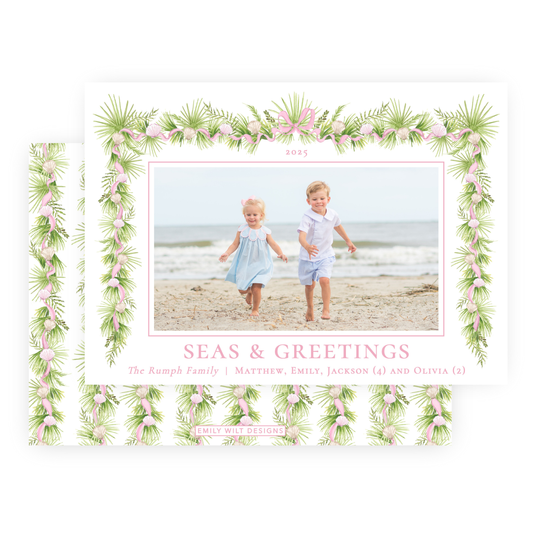 Christmas Photo Card - Holiday in the Sun, Pink - Landscape
