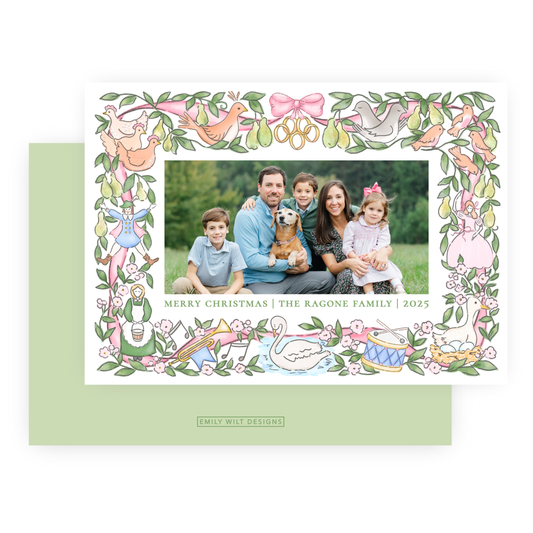 Christmas Photo Card - Twelve Days of Christmas Frame (Pastel) - Landscape