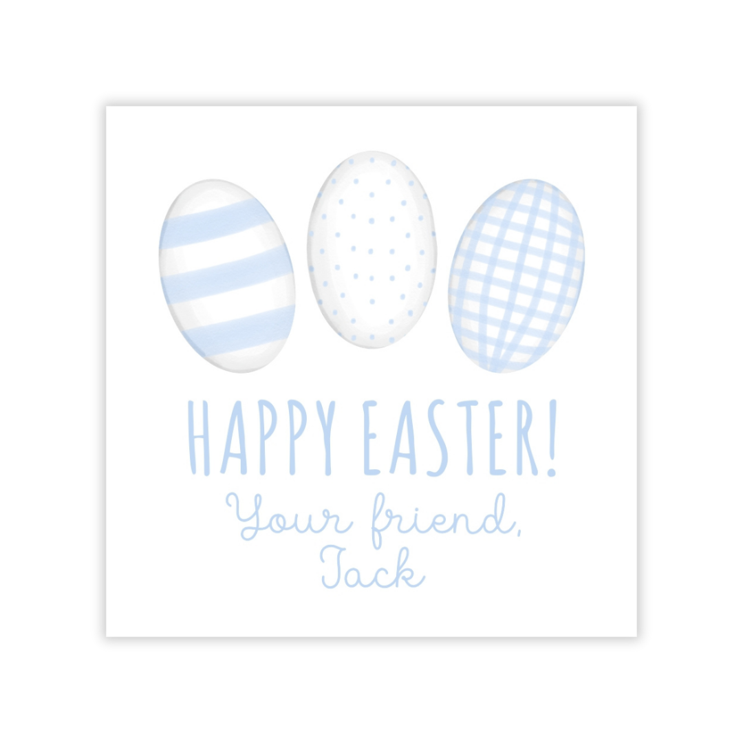 Watercolor Easter Egg Gift Tags for Kids (Blue)