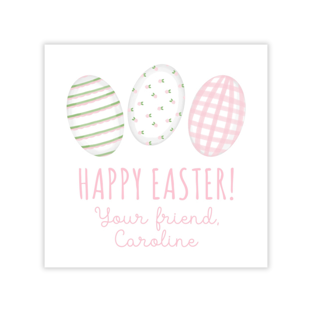 Watercolor Easter Egg Gift Tags for Kids (Pink)