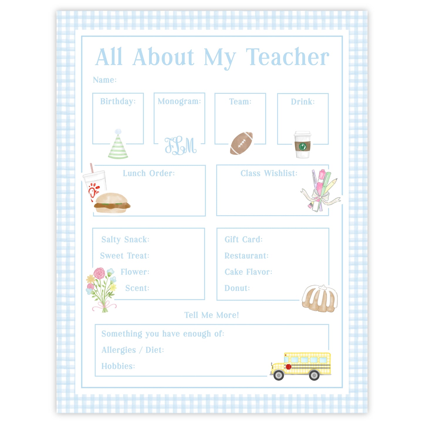 PRINTABLE Teacher Questionnaire (Blue)