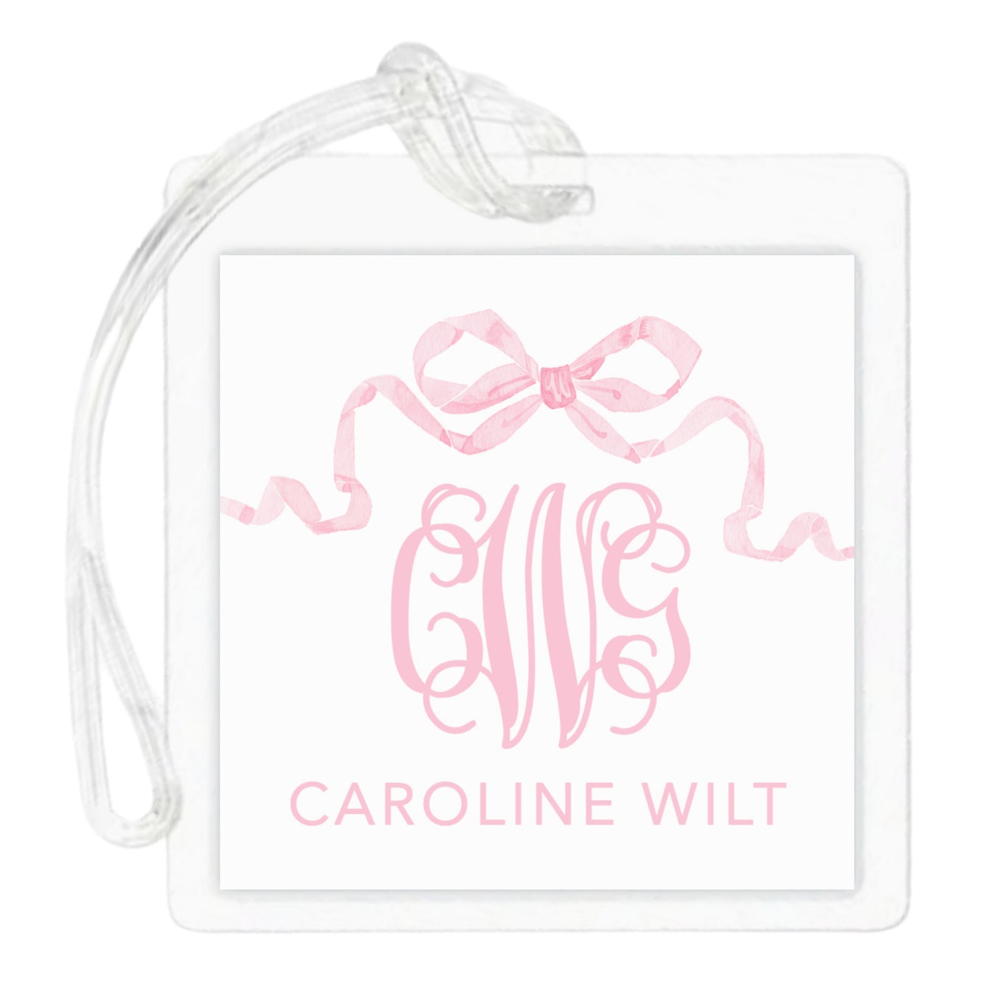Laminated Bag Tag - Pink Fancy Bow