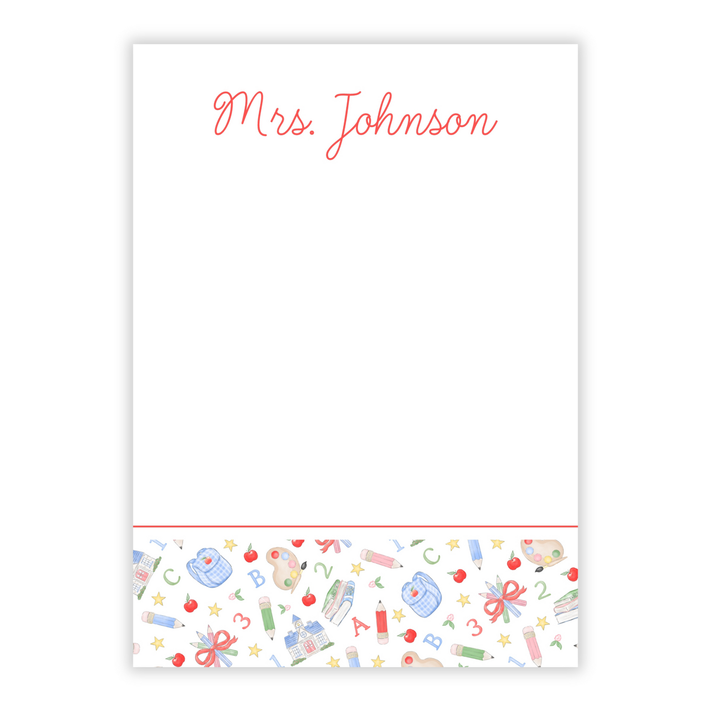 Preppy School Days Personalized Teacher Notepad