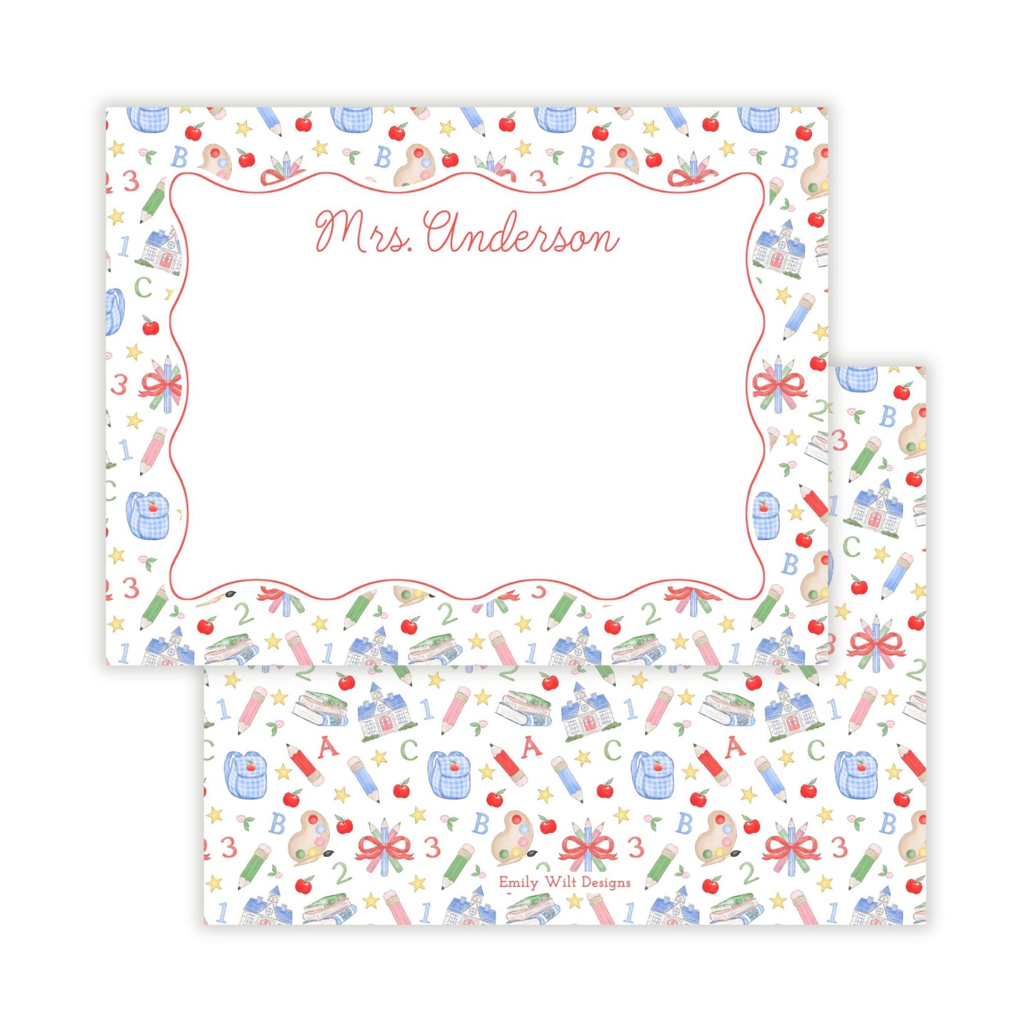 Preppy School Days Personalized Note Cards