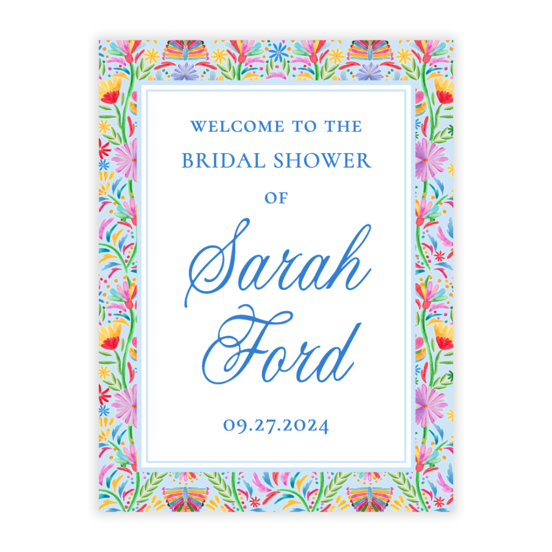 Fiesta Bridal Shower Welcome Sign PDF File (Blue)