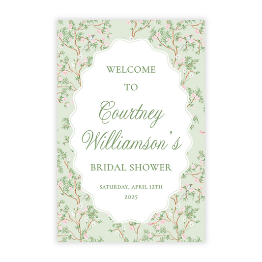 Spring Chinoiserie Bridal Shower Welcome Sign PDF File