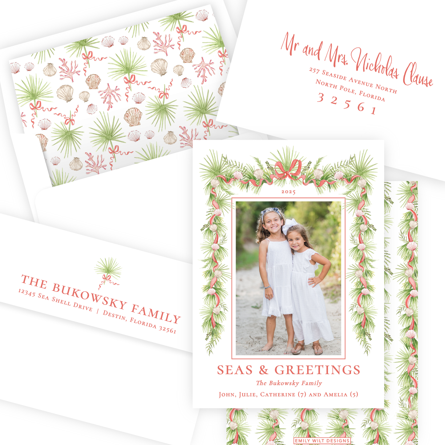 Christmas Photo Card - Holiday in the Sun, Red - Portrait