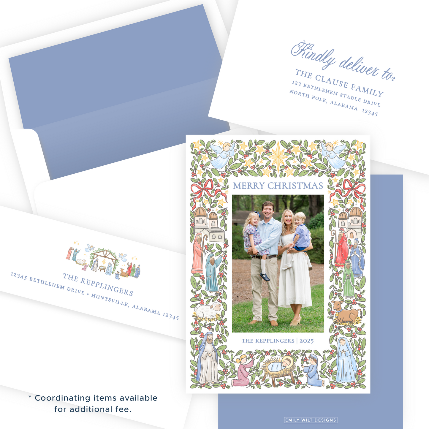 Christmas Photo Card - Festive Nativity Frame - Portrait