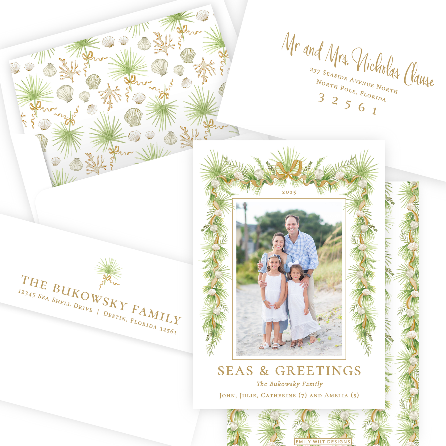 Christmas Photo Card - Holiday in the Sun, Gold - Portrait