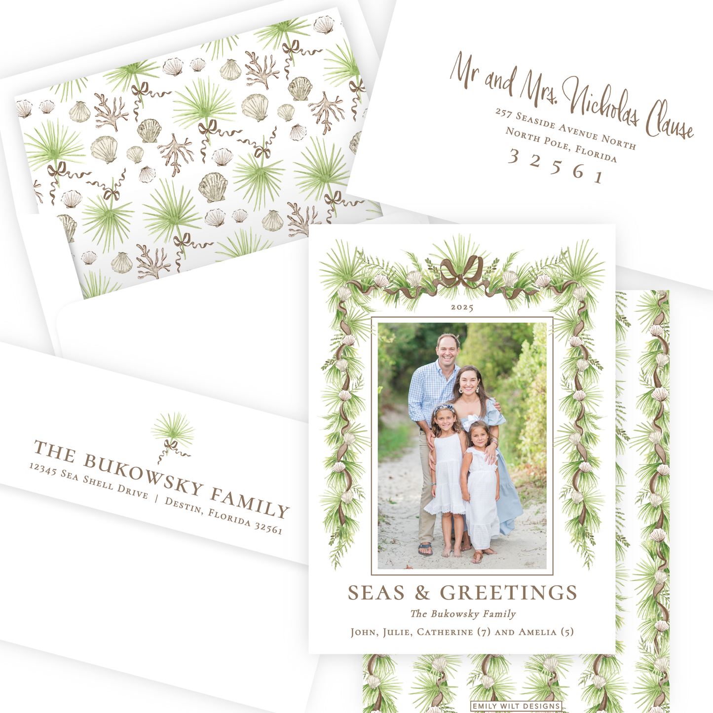 Christmas Photo Card - Holiday in the Sun, Brown - Portrait