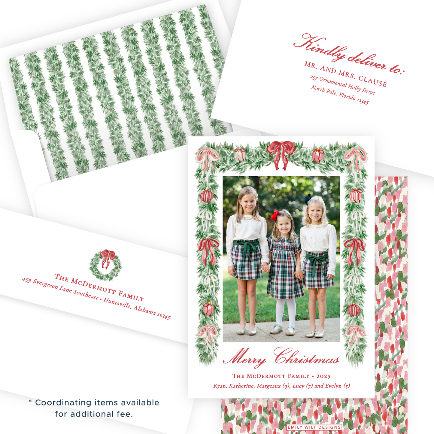 Christmas New Address Enclosure Cards - Tied with a Bow Tree