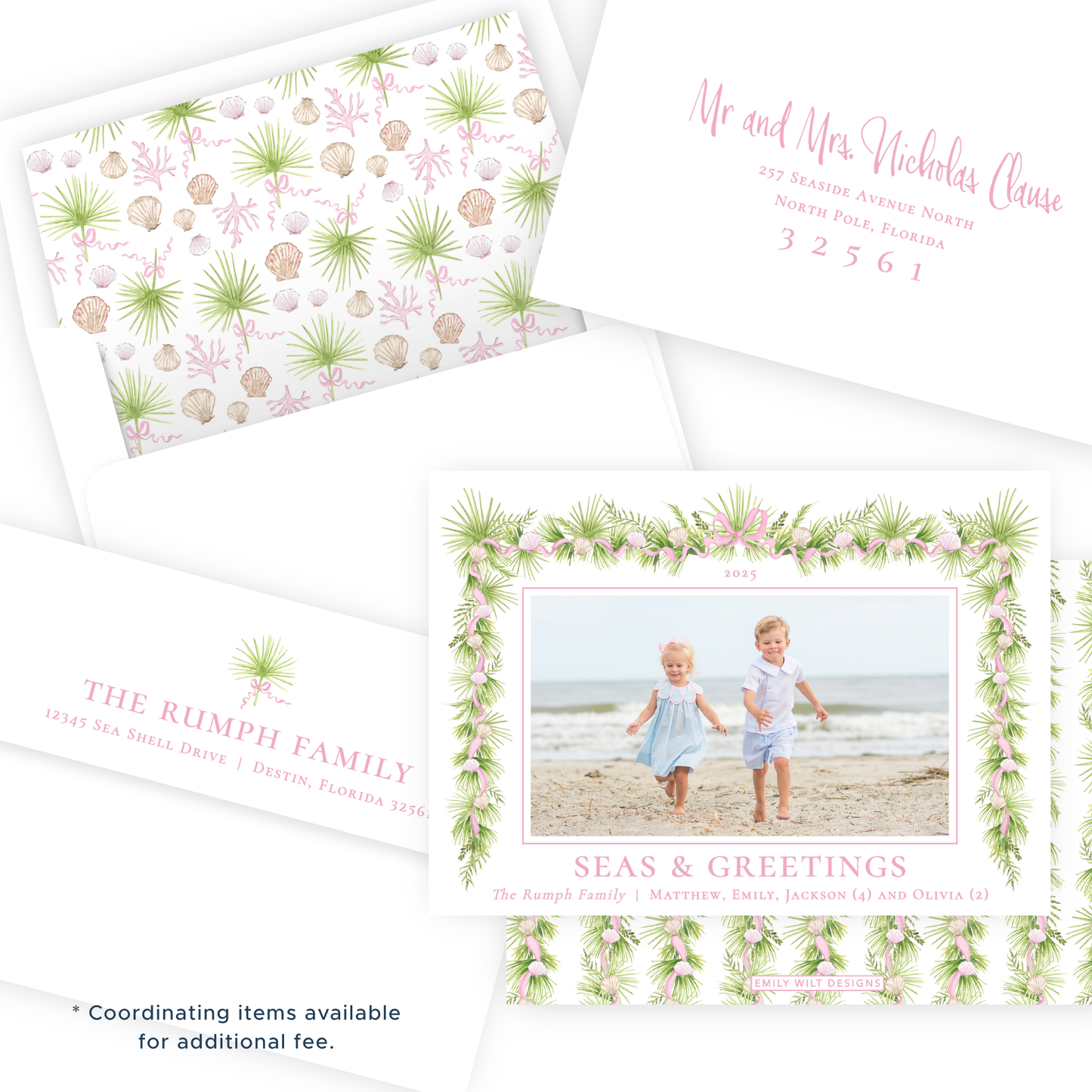 Christmas Photo Card - Holiday in the Sun, Pink - Landscape