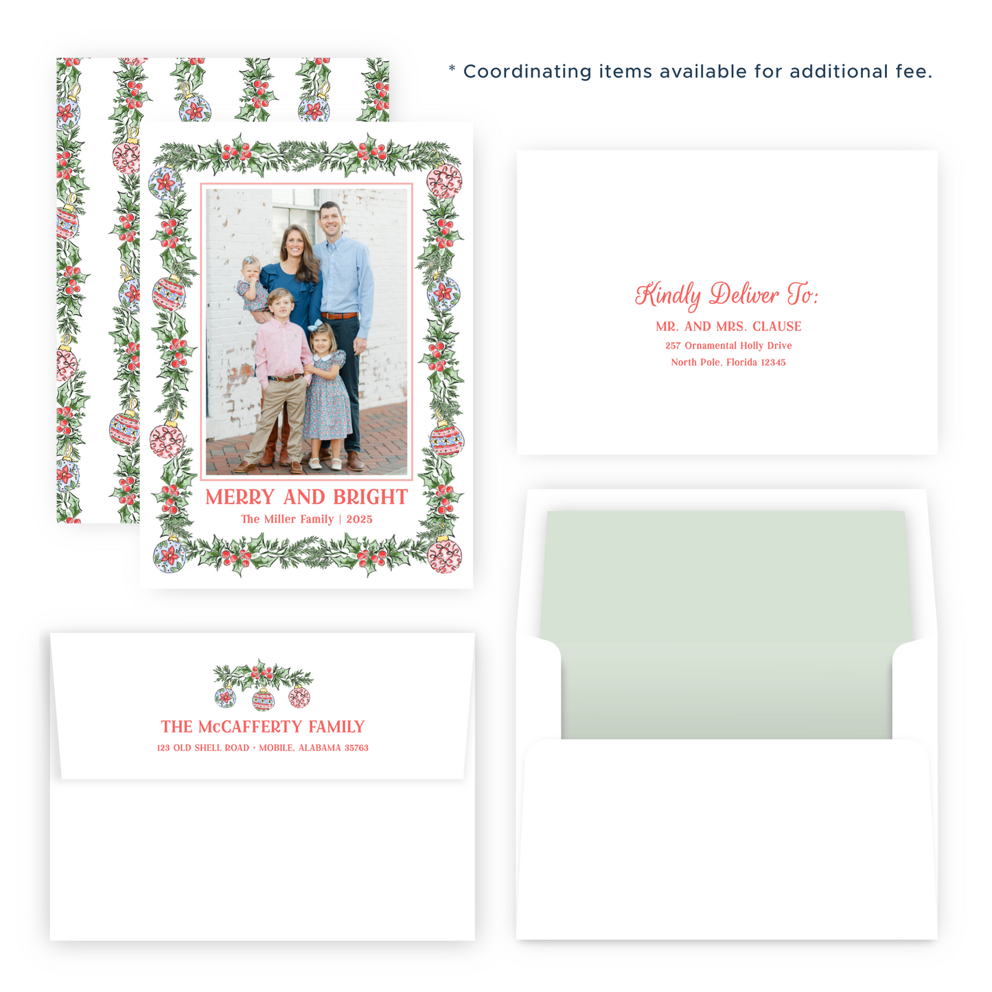 Christmas Photo Card - Ornamental Holly (Portrait)