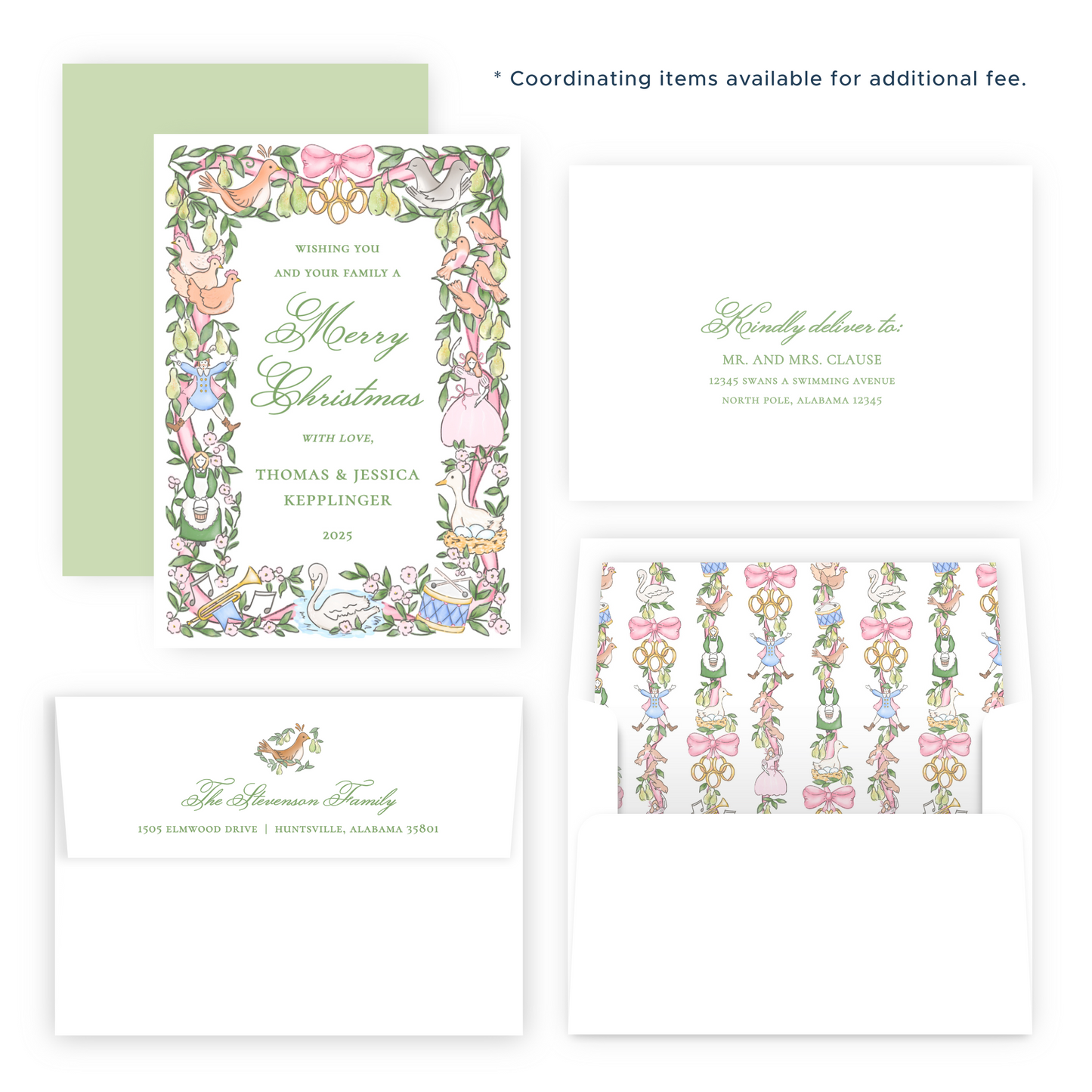 Non Photo Christmas Card - Twelve Days of Christmas Frame Pastel