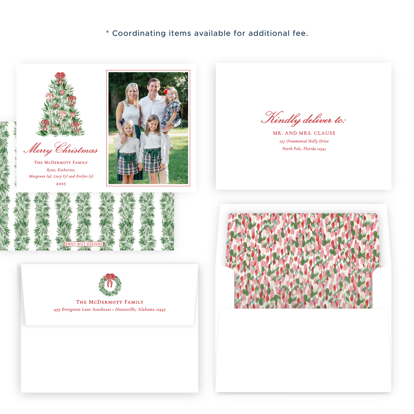 Christmas Photo Card - Tied with a Bow Tree - Landscape