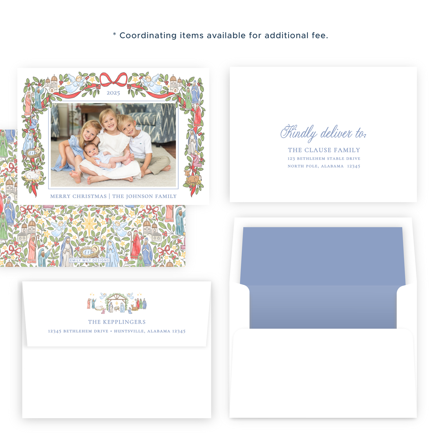 Christmas Photo Card - Festive Nativity Garland - Landscape