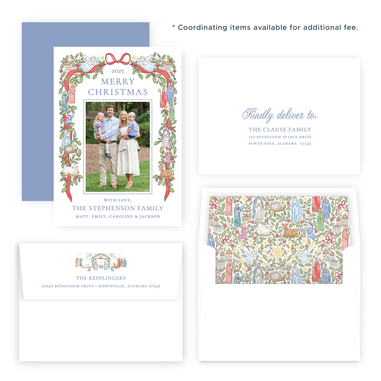 PHOTO MOUNT Christmas Card - Festive Nativity Garland - Portrait