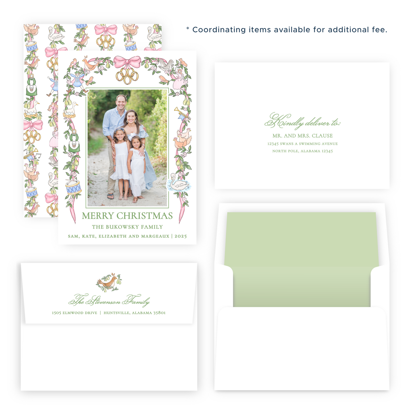 Christmas Photo Card - Twelve Days of Christmas Garland (Pastel) - Portrait