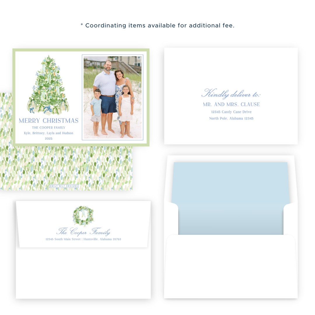 Christmas Photo Card - Luxe Noel Tree - Landscape (Portrait Photo)