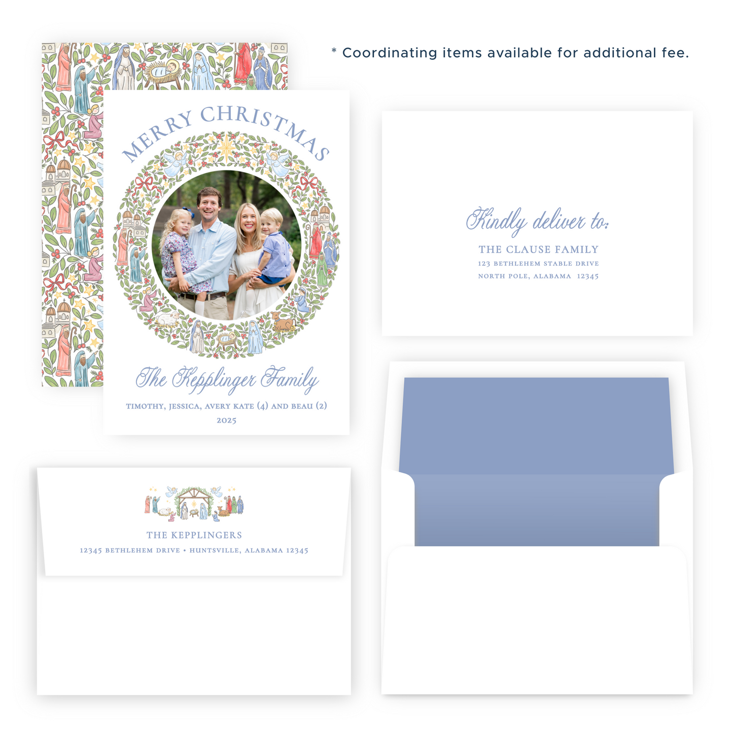 Christmas Photo Card - Festive Nativity Wreath - Portrait